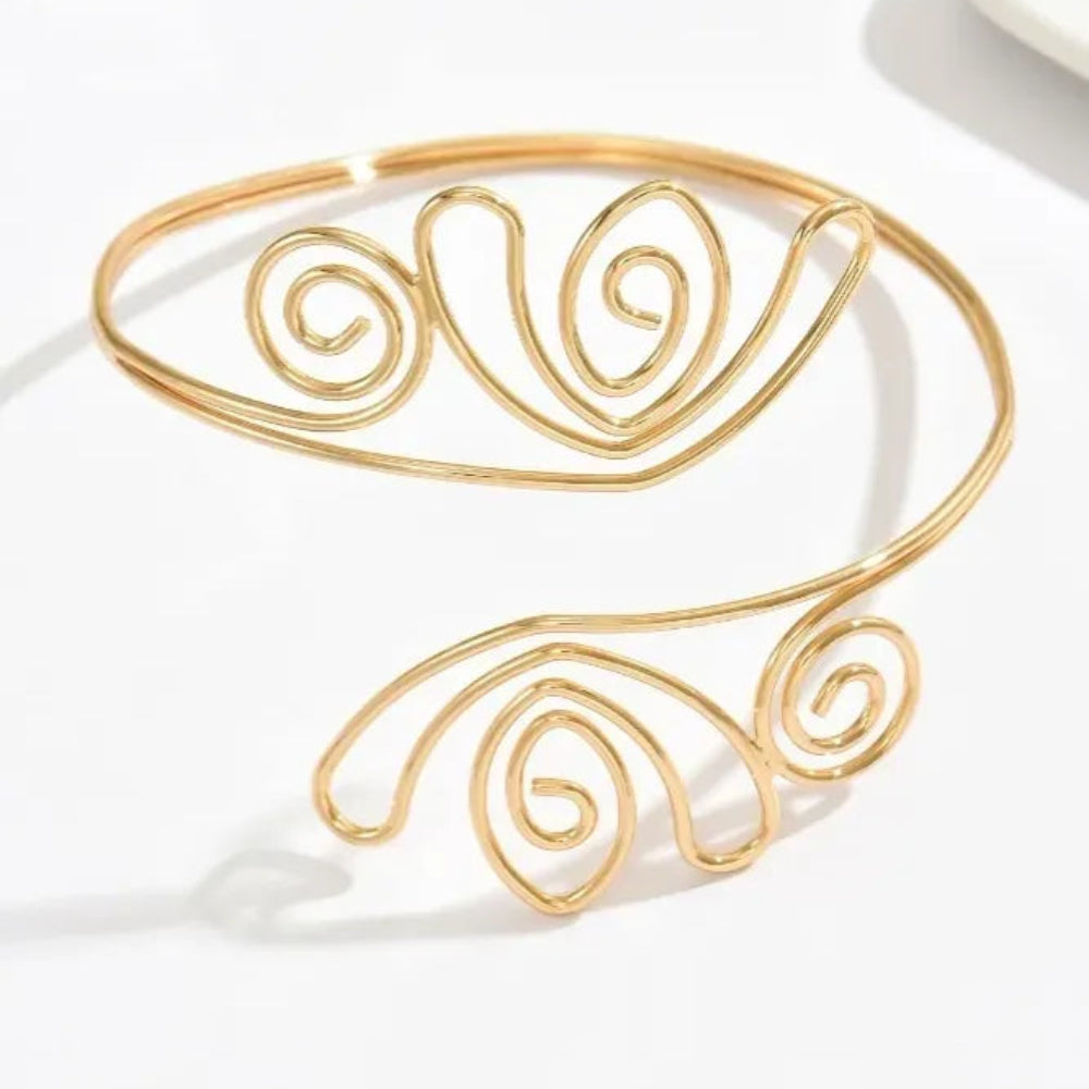 Stainless Steel open wire-swirl design arm cuff - Each