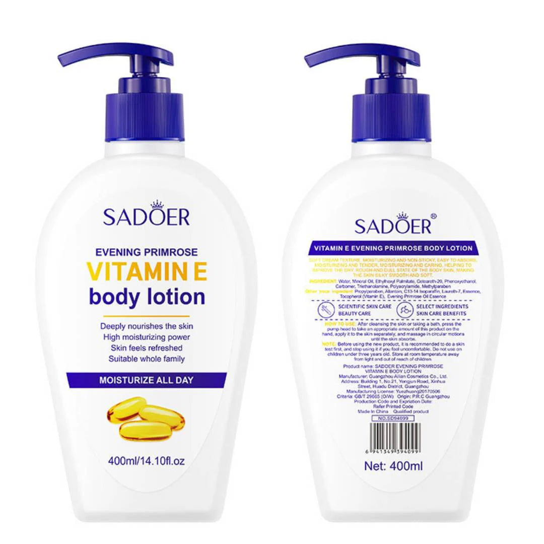 Sadoer Vitamin E Body Lotion Purified Moisturizing Glowing Refreshing 400ml