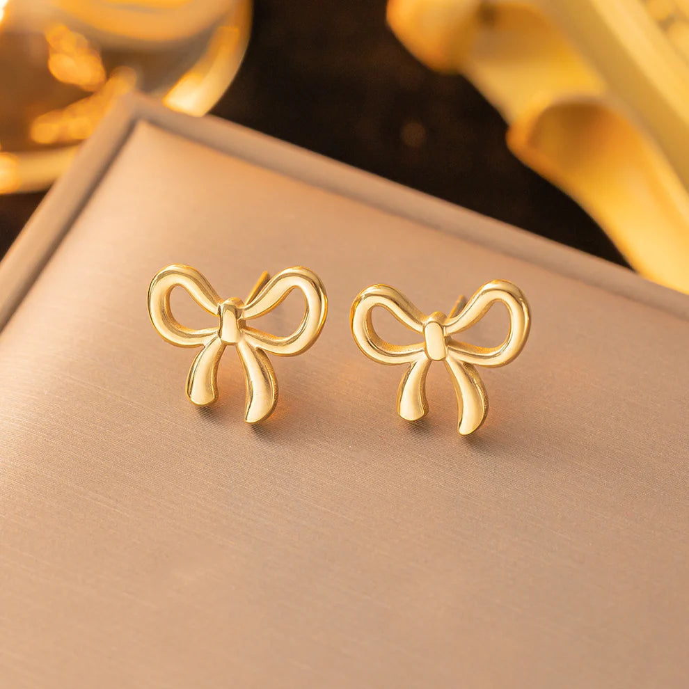 Stainless Steel Mini Bows - Ear Studs - Each Pair