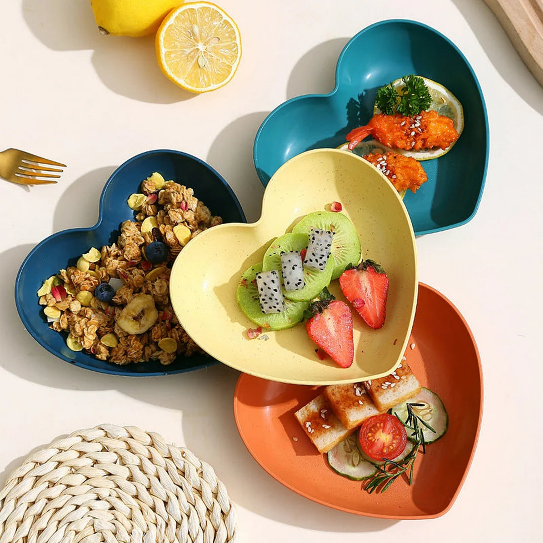Heart Shape 10 PCs Plate Set With Holder