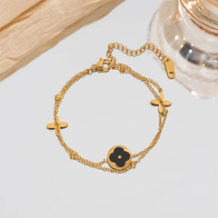 Stainless Steel  Flower Gold Layered - Bracelet  - Each