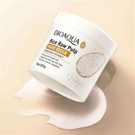 BIOAQUA Rice Raw Pulp Hair Mask For Dry &amp; Damaged Hair - 500g