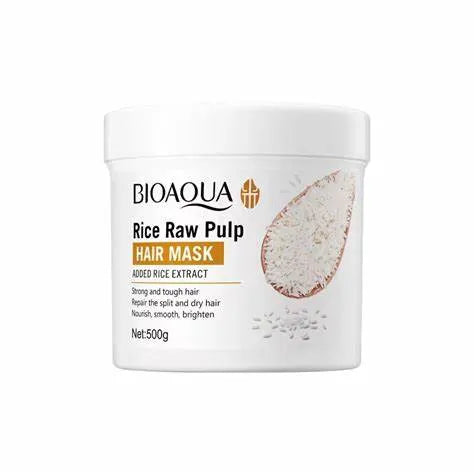 BIOAQUA Rice Raw Pulp Hair Mask For Dry &amp; Damaged Hair - 500g