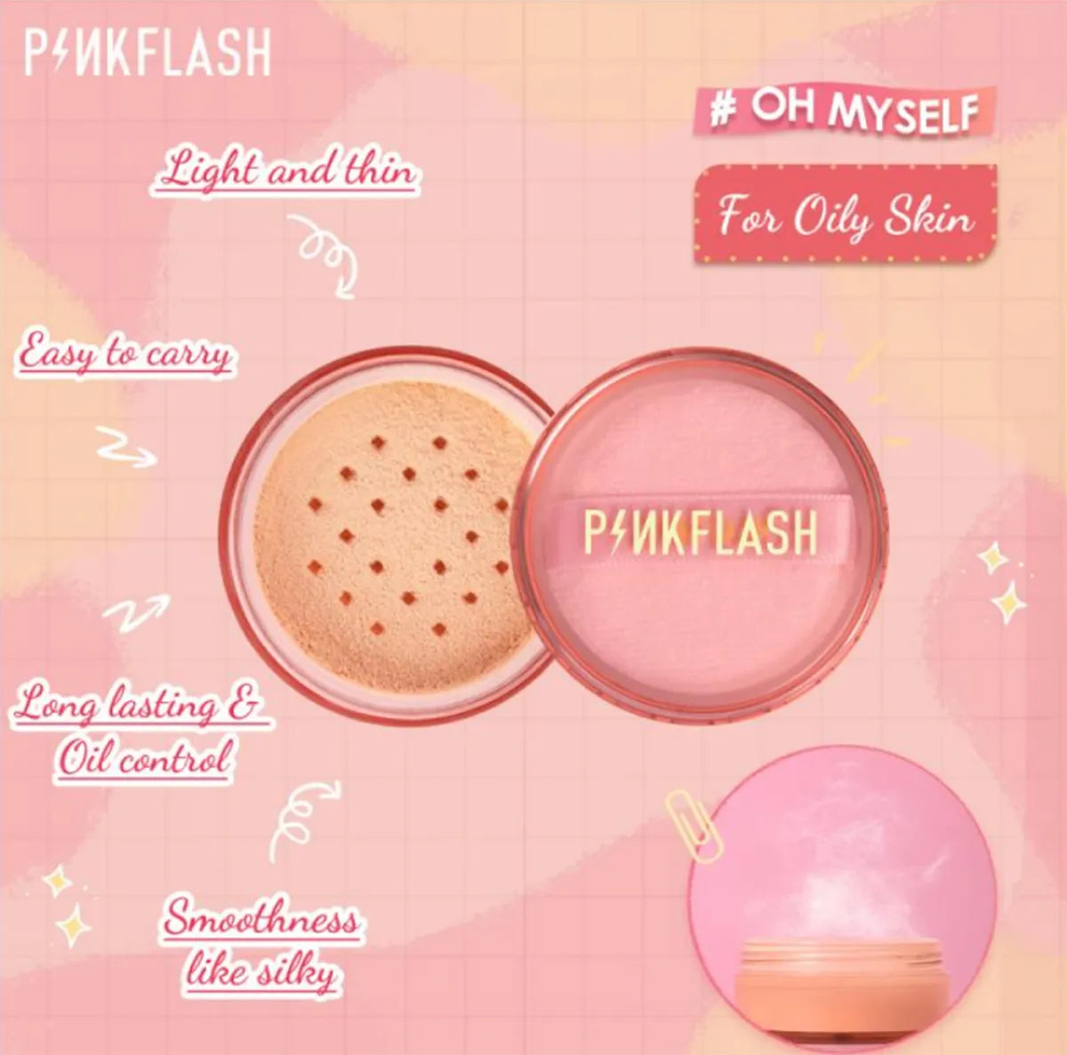 PINKFLASH Oil Control Matte Waterproof Long Lasting Sweat Proof Loose Powder