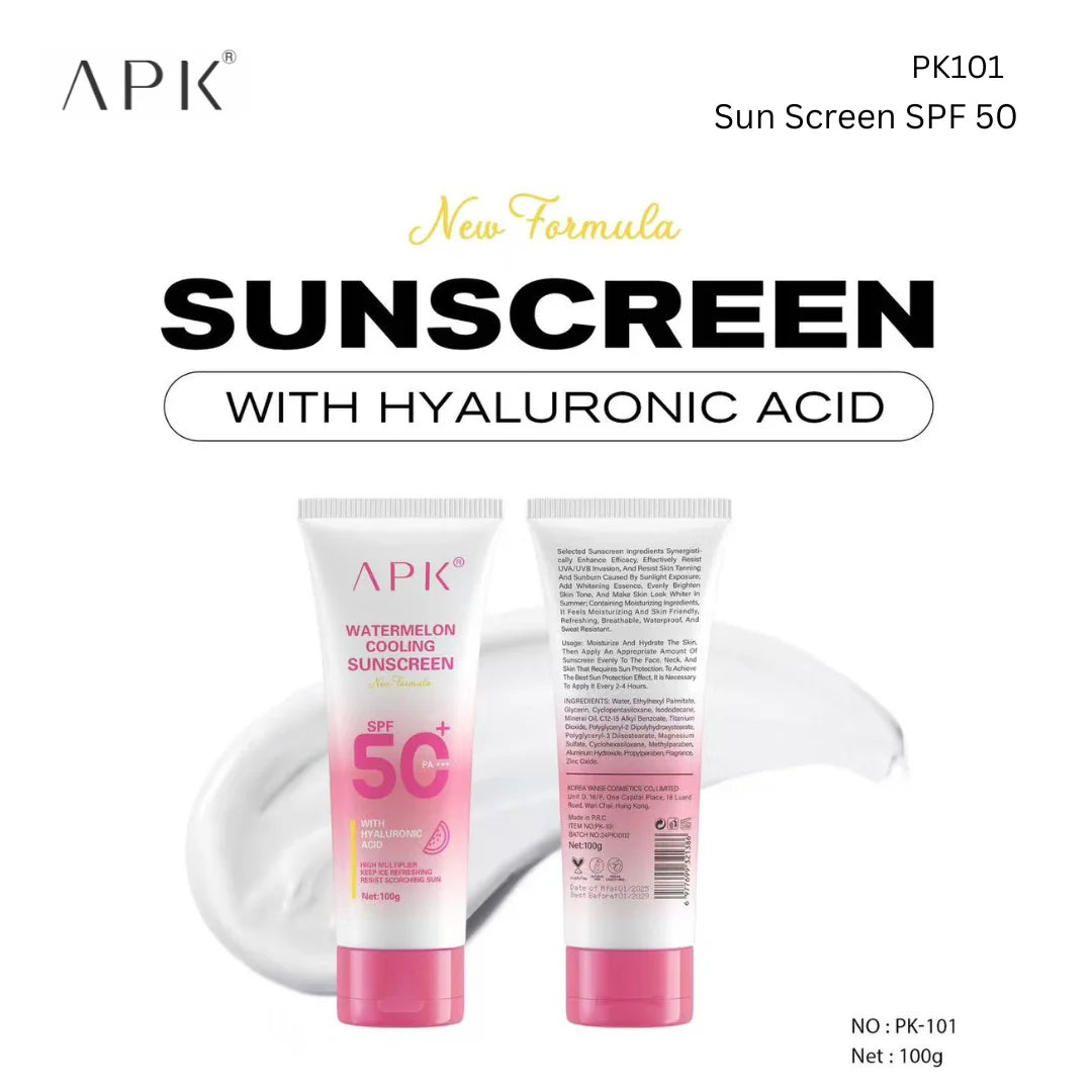 APK Watermelon Cooling Sunscreen SPF 50+ – Hydrating & UV Protection – 100g