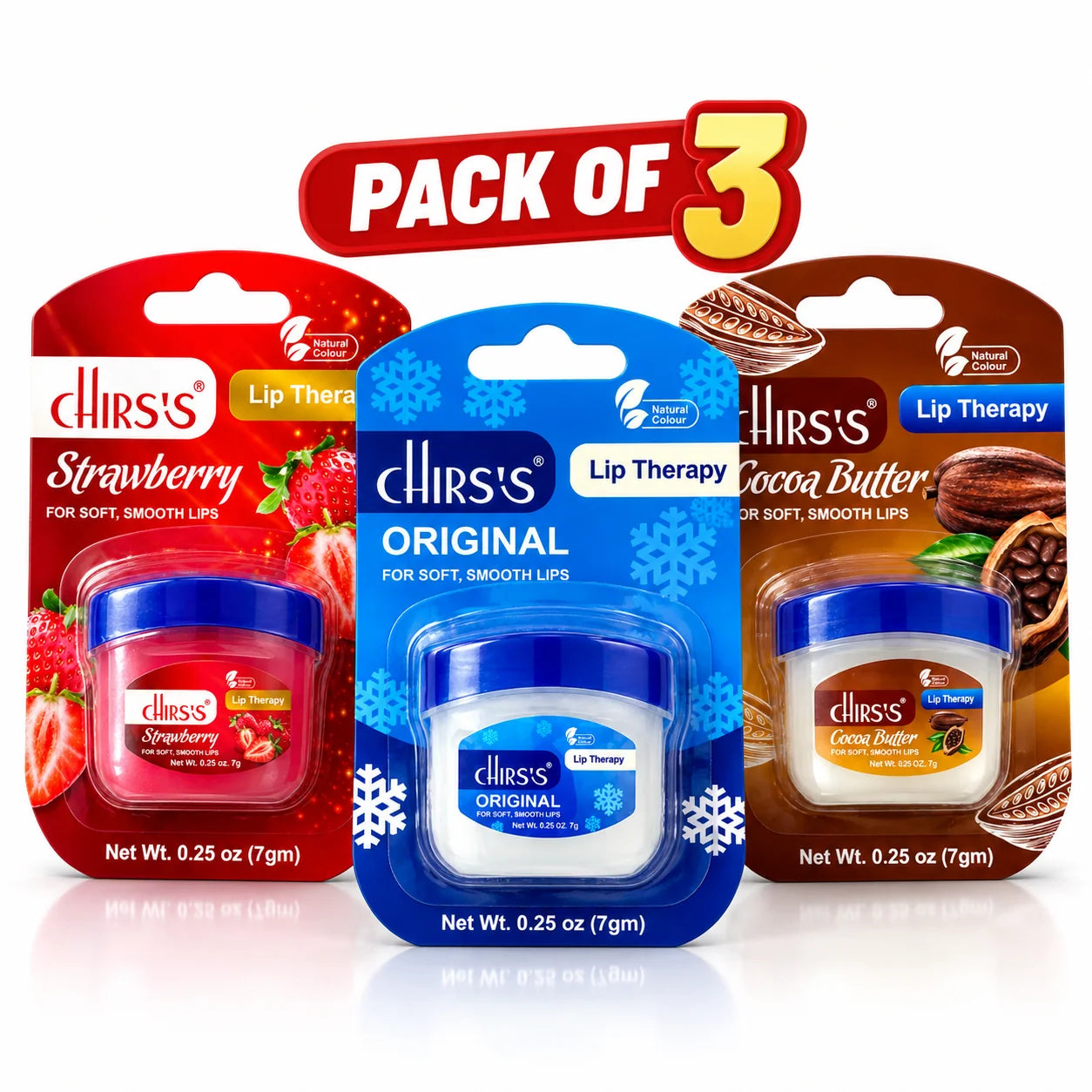 CHIRS'S Lip Therapy Lip Balm Bundle – Pack of 3