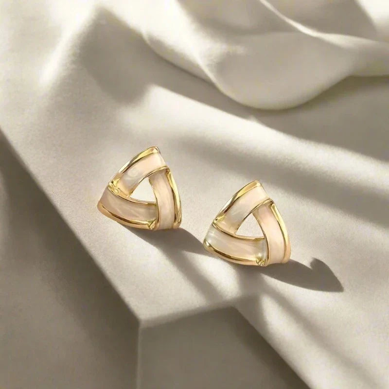 Stainless steel White Triangular Shaped Studs - Each Pair