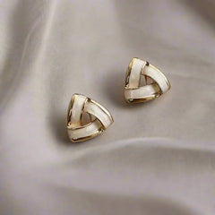 Stainless steel White Triangular Shaped Studs - Each Pair