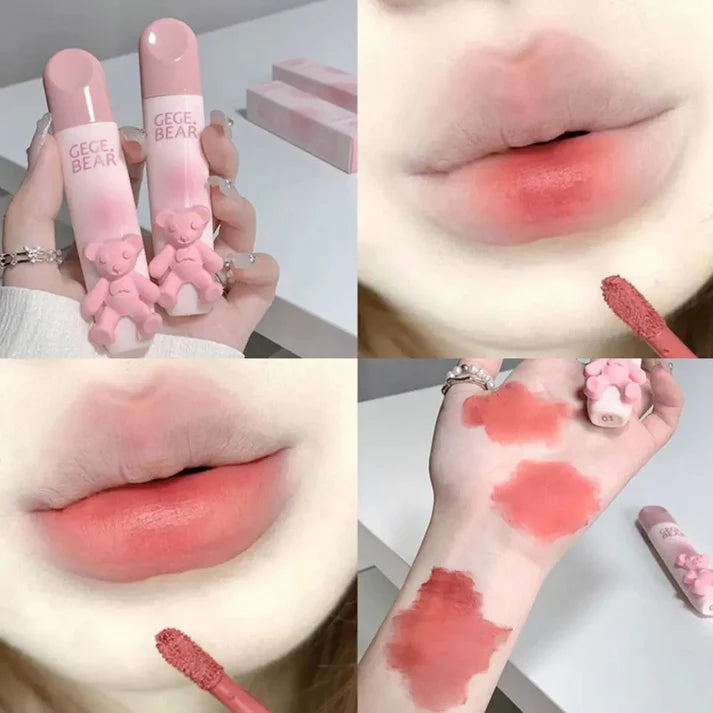 Gege Bear Pink Cute Bear Matte Velvet LipGloss