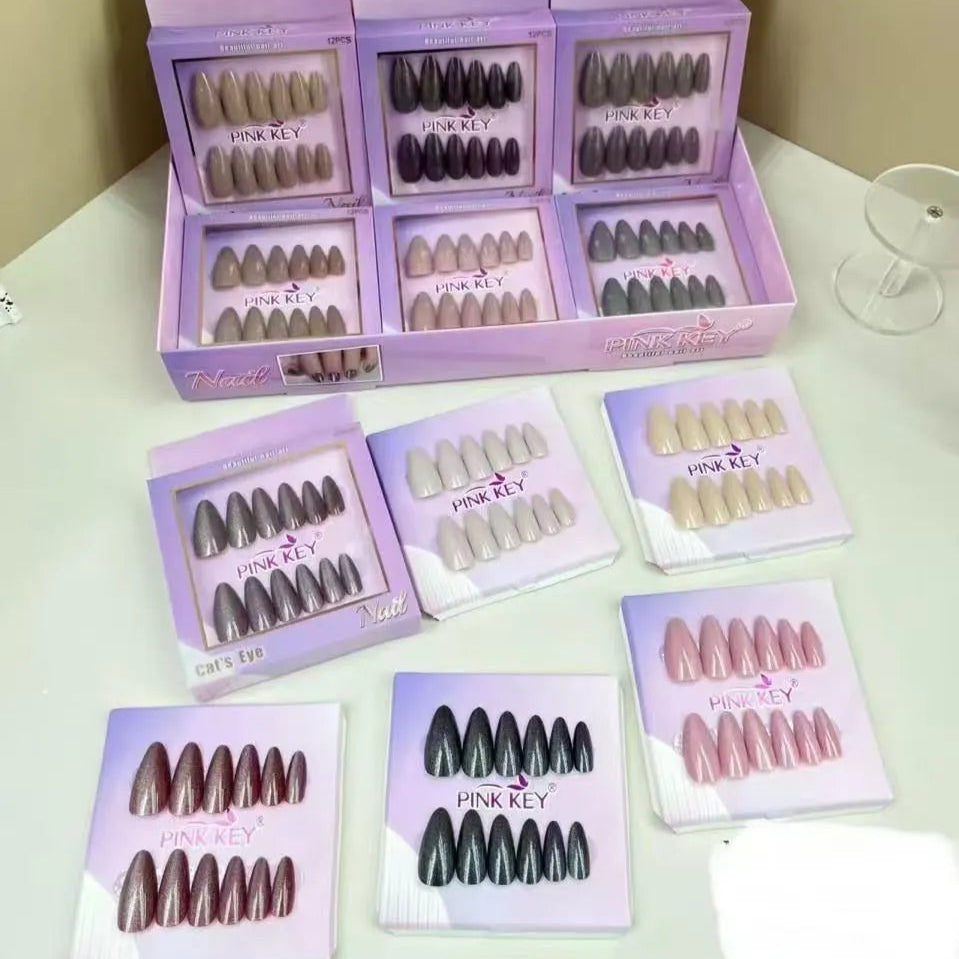 Pink Key Fashion Press-on Fake Nails