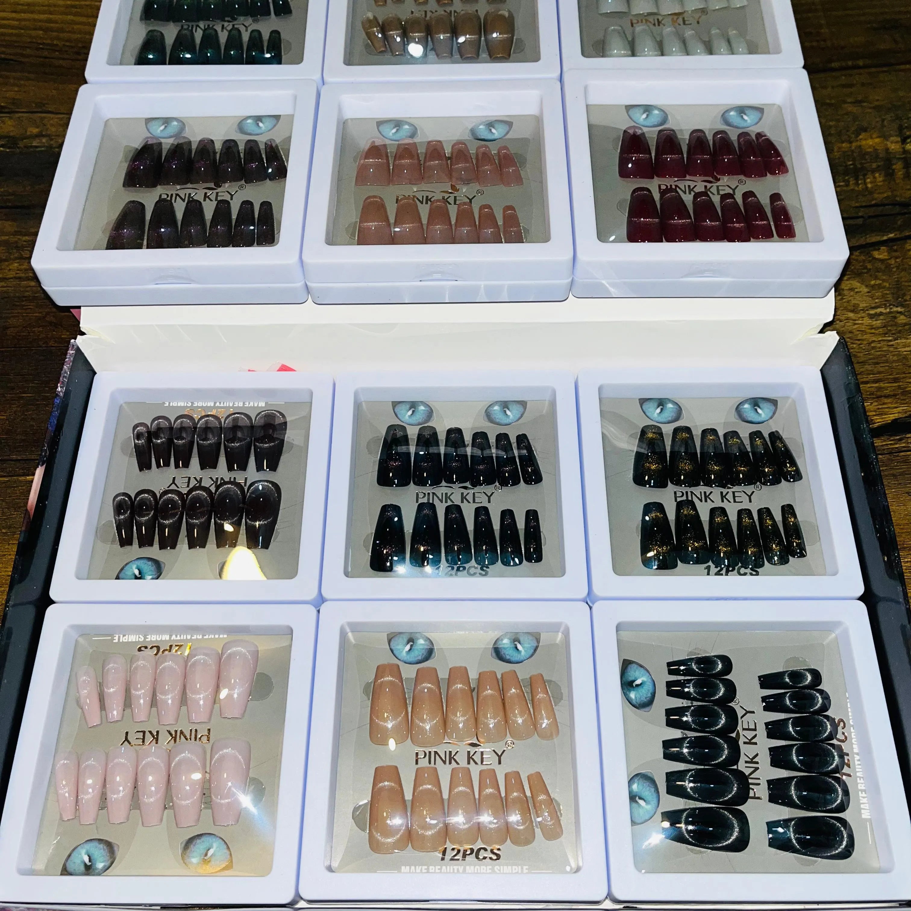 Pink key Stylish Salon Look Artifical Nails With Free Stickers (12 Pcs)