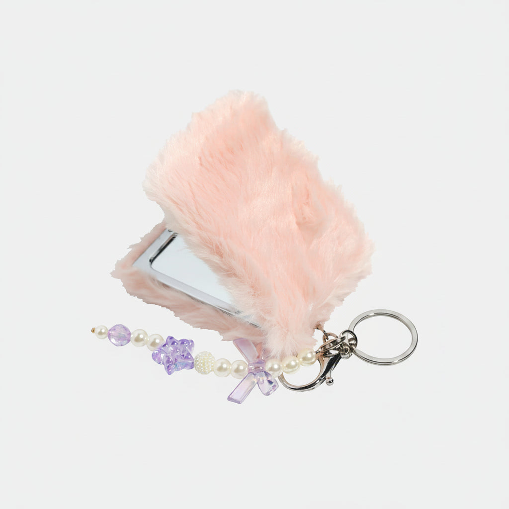 Cute Furry mirror With keychains - Each