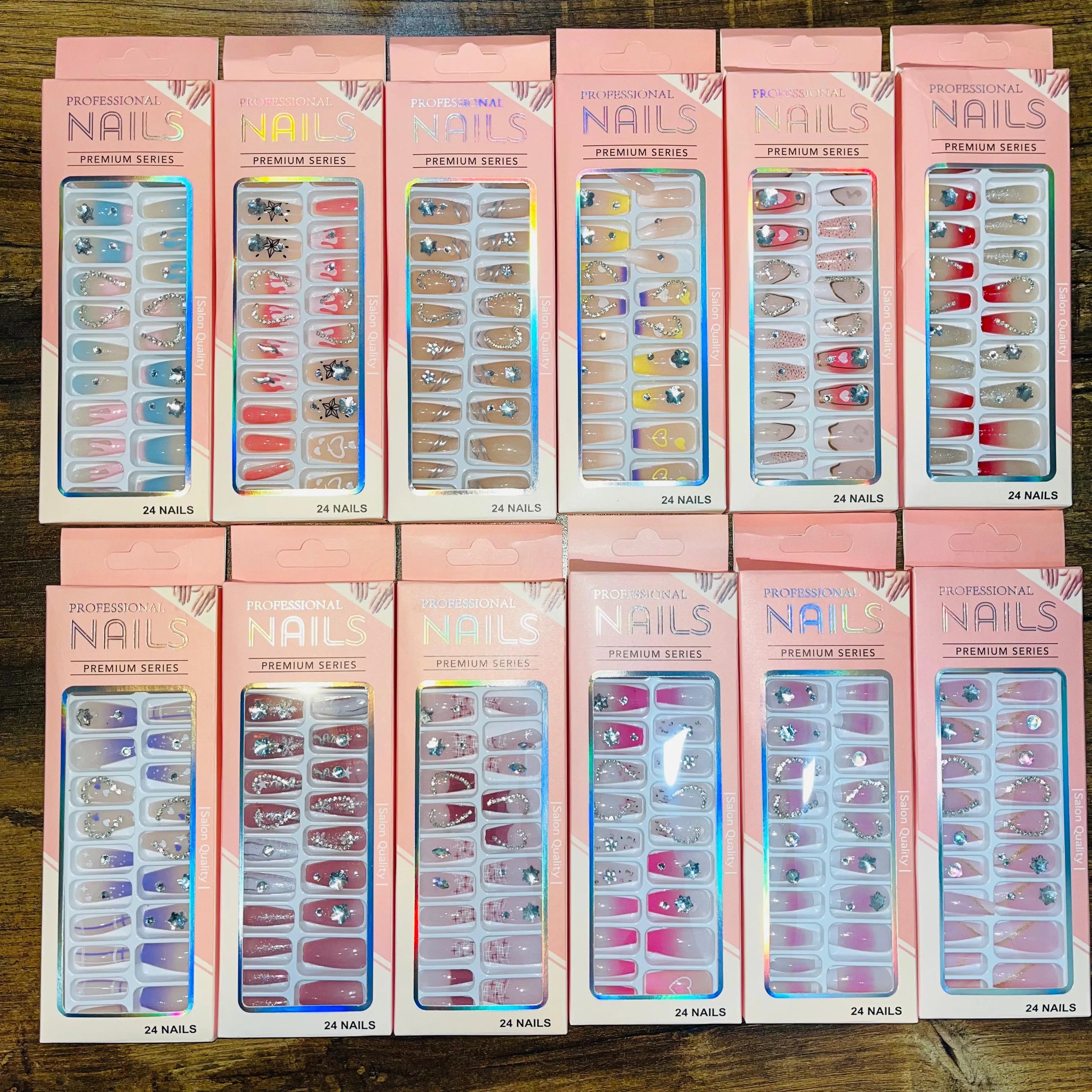 Professional Premium Series Artifical Nails With Free Stickers (24Pcs)