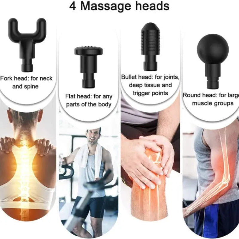 Professional Deep Tissue Massage Gun – 4 Heads