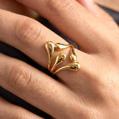 Stainless Steel Ethereal Drop Adjustable Ring