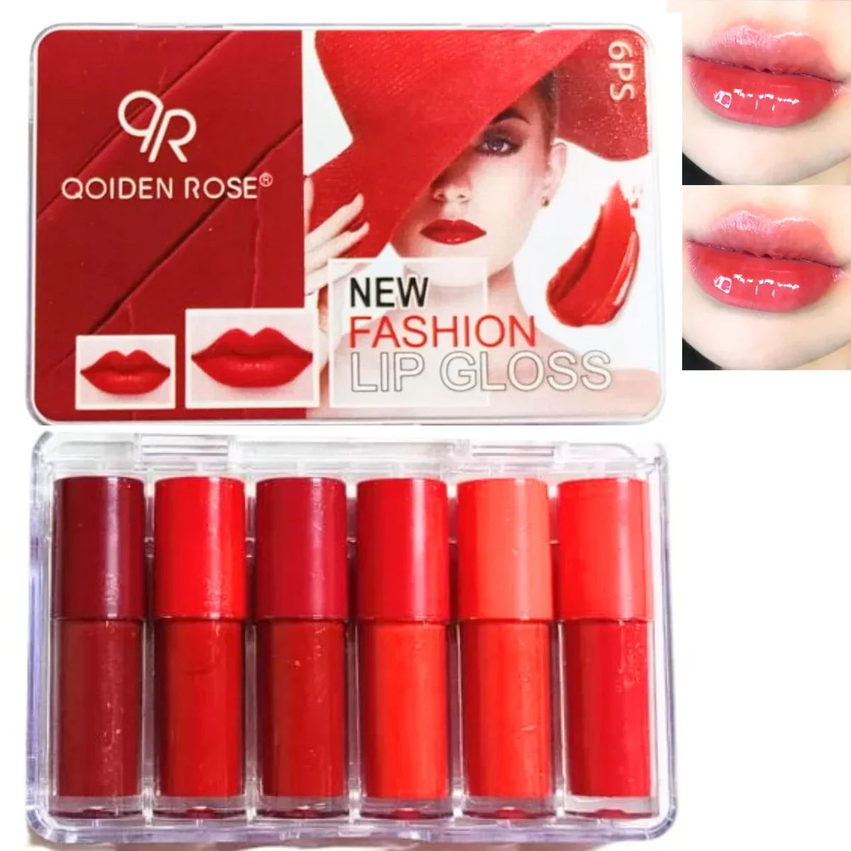 Qoiden Rose Mini Lipgloss Set Red - 6Pcs