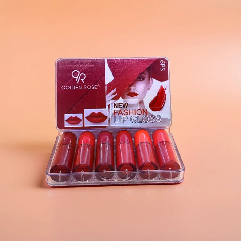 Qoiden Rose Mini Lipgloss Set Red - 6Pcs
