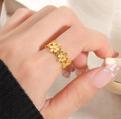Stainless Steel Flower Style Ring - Each