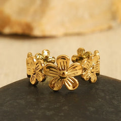 Stainless Steel Flower Style Ring - Each