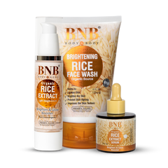BNB Rice Glow Day Care Essentials (Rice Extract Facewash - 120ml + Rice Extract Cream - 50ml + Rice Extract Serum 30ml)