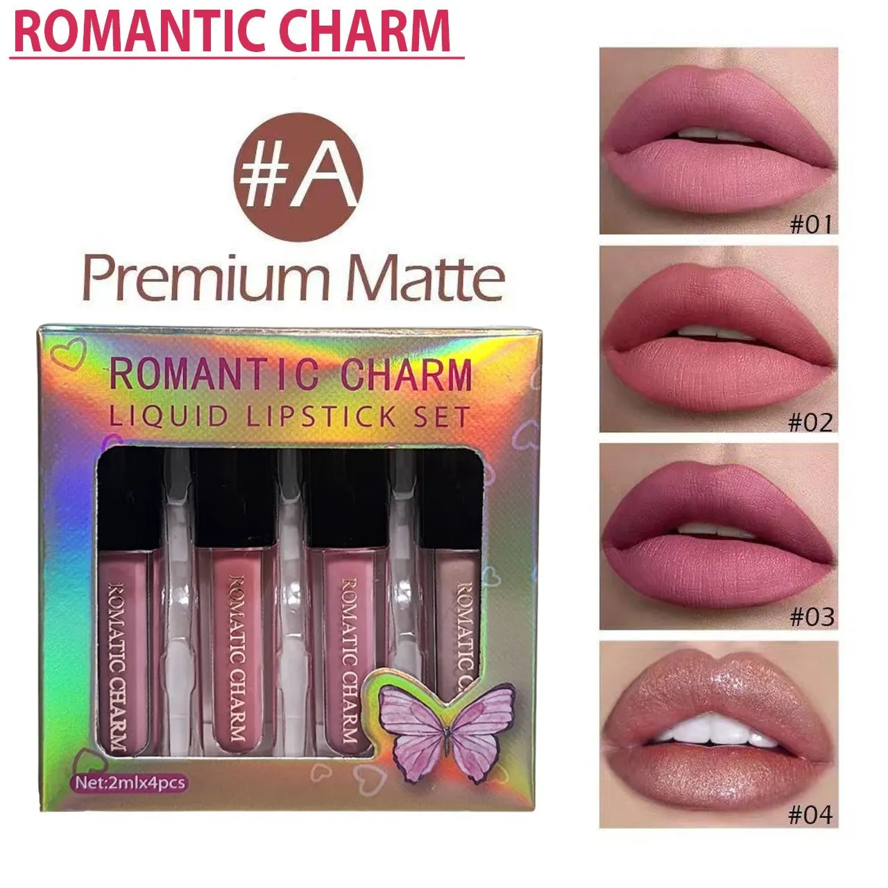 Romantic Charm 4 Pcs LipGloss Set