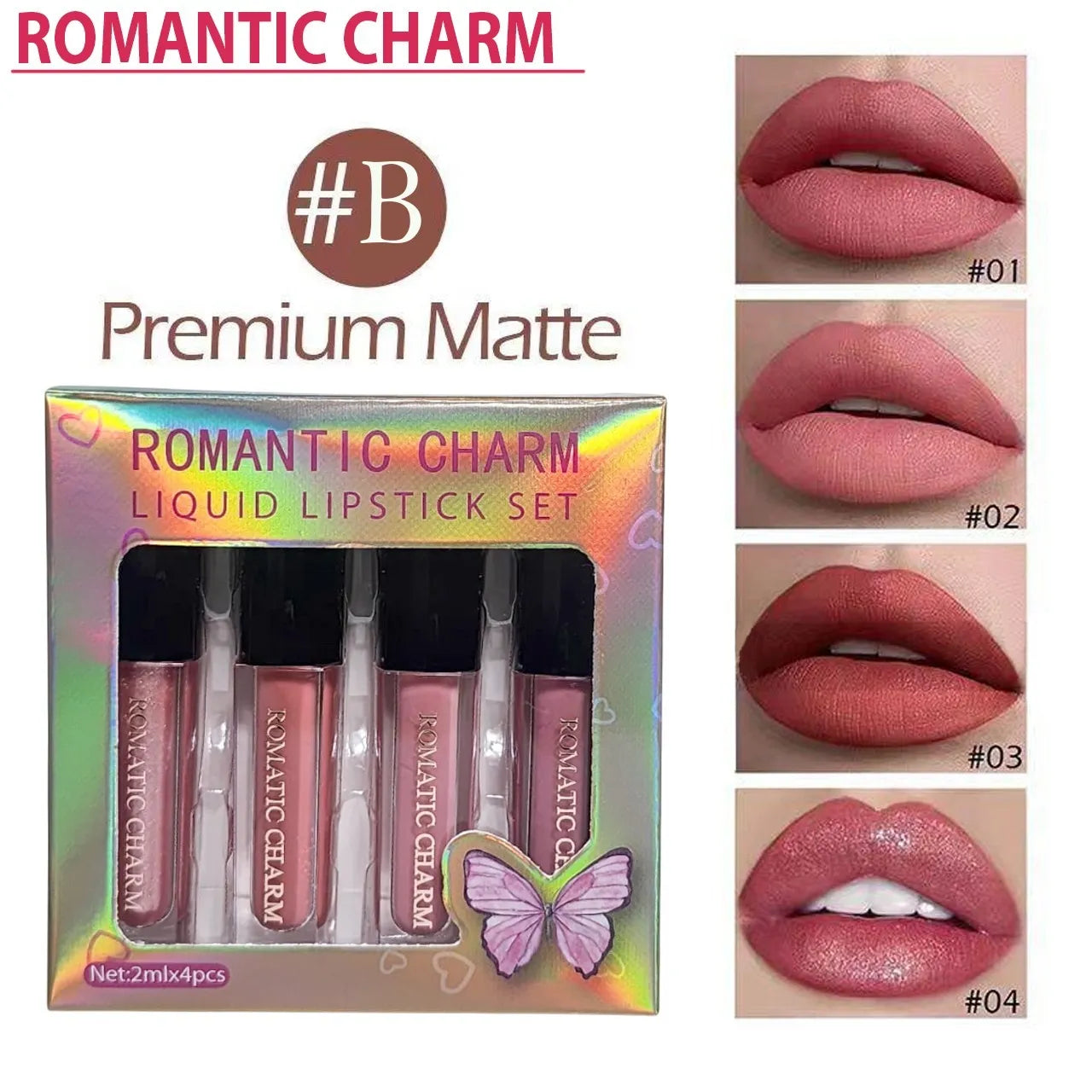 Romantic Charm 4 Pcs LipGloss Set