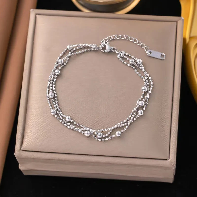 Stainless Steel Finish And Bead Chain Bracelet - Each