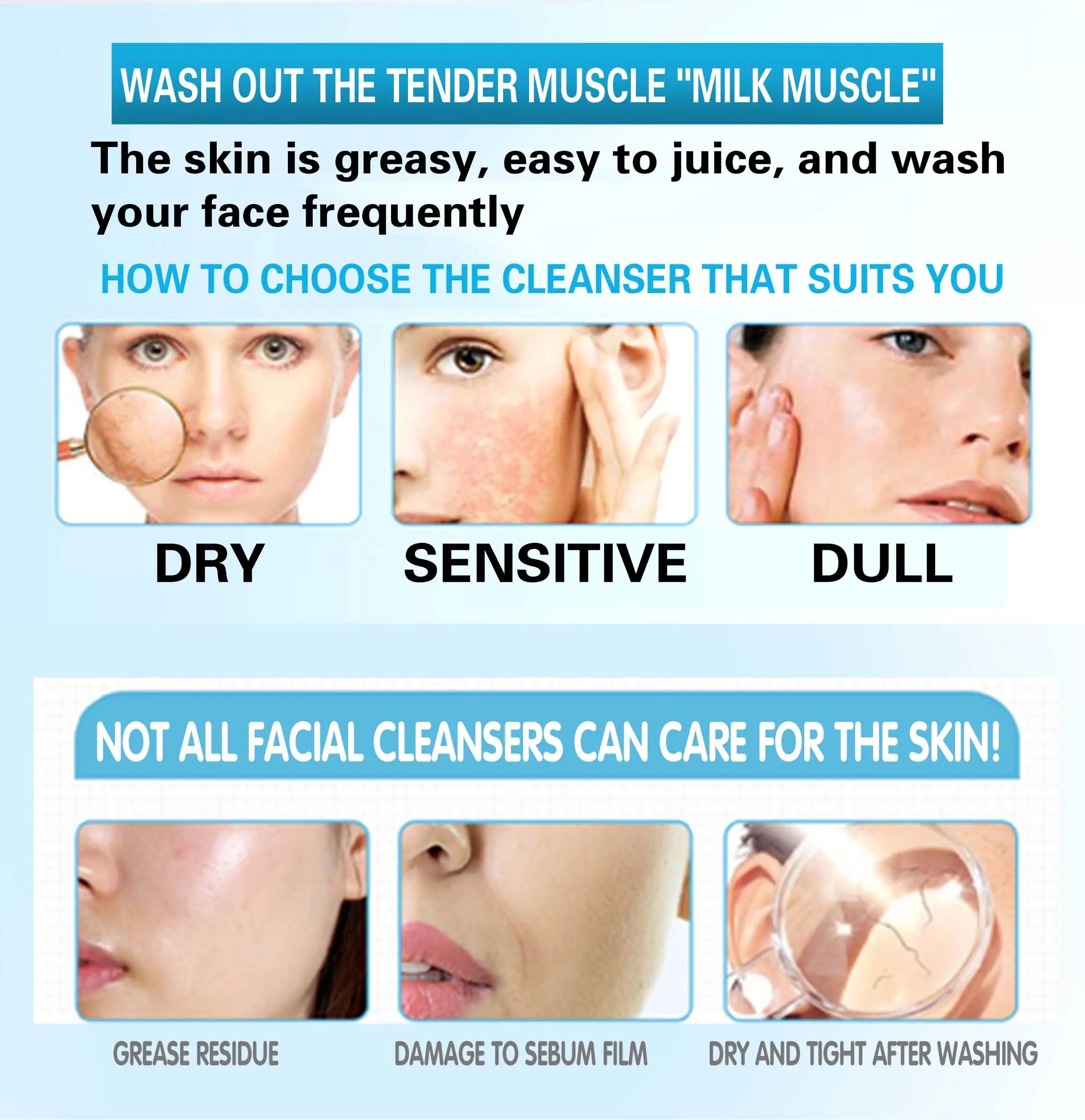 Roushun Face Wash Foam with Milk Extract Antiseptic Prevents Plmples Natural - 100ml