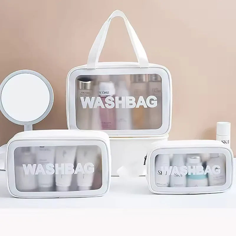 3 Piece Clear Travel Toiletry Bag Set – PVC Waterproof Makeup Pouch