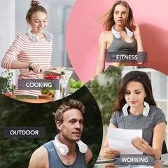 Portable Bladeless Neck Fan – USB Rechargeable 360° Cooling Hanging Fan