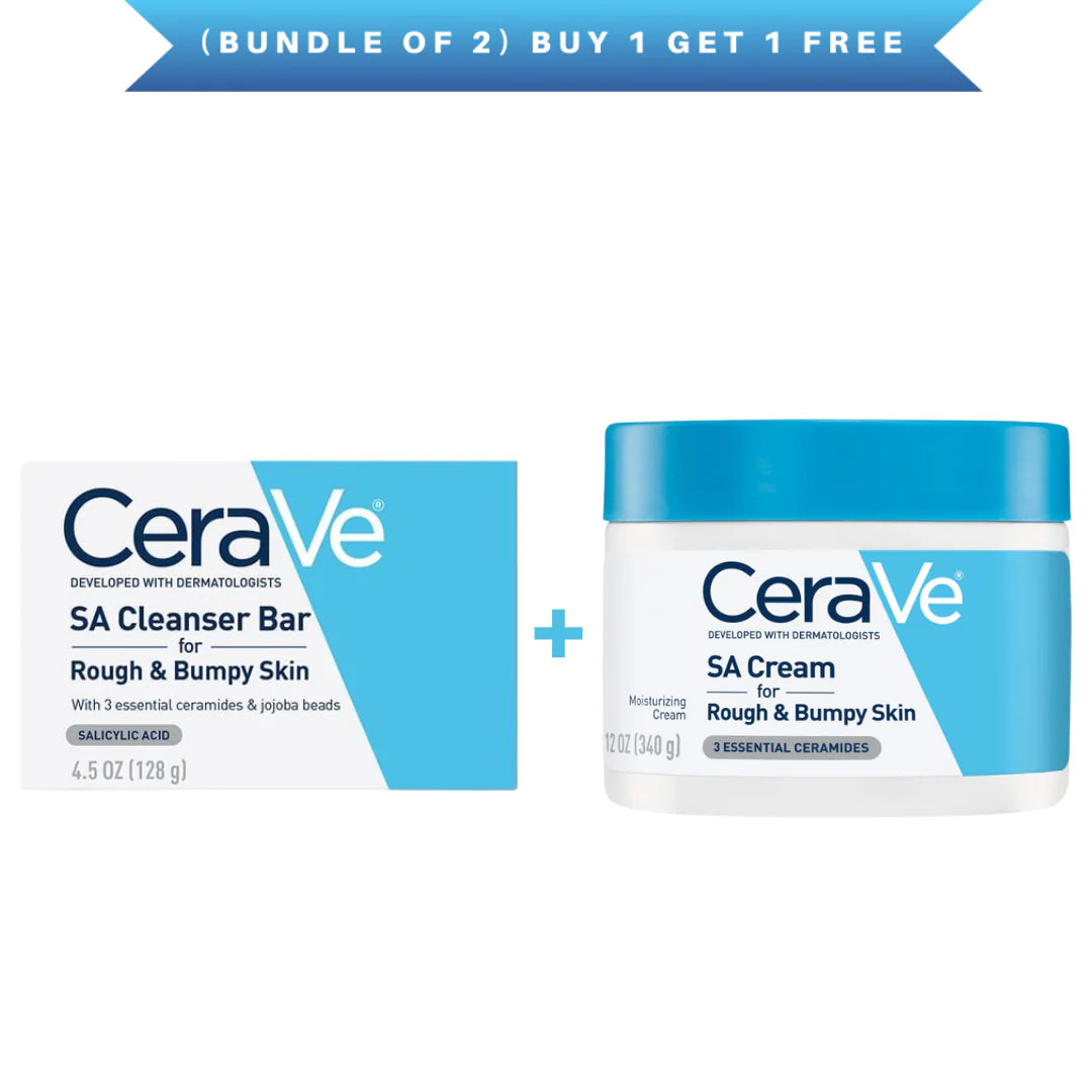 Cerave (Bundle of 2) SA Cream with SA Cleanser Bar for Rough & Bumpy Skin