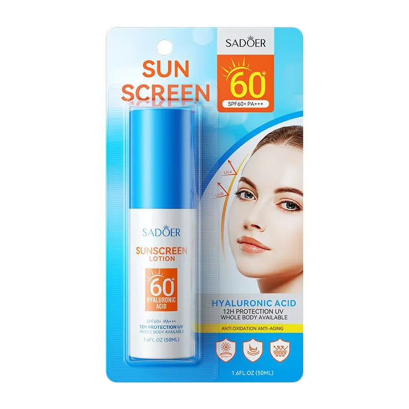 SADOER 12 Hours Protection UV Sunscreen Spf60+ Hyaluronic Acid - 50ml