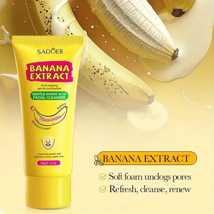 SADOER Banana Facial Cleanser Deep Cleaning Oil-Control Whitening Brightening & Moisturizing Face Wash - 60g