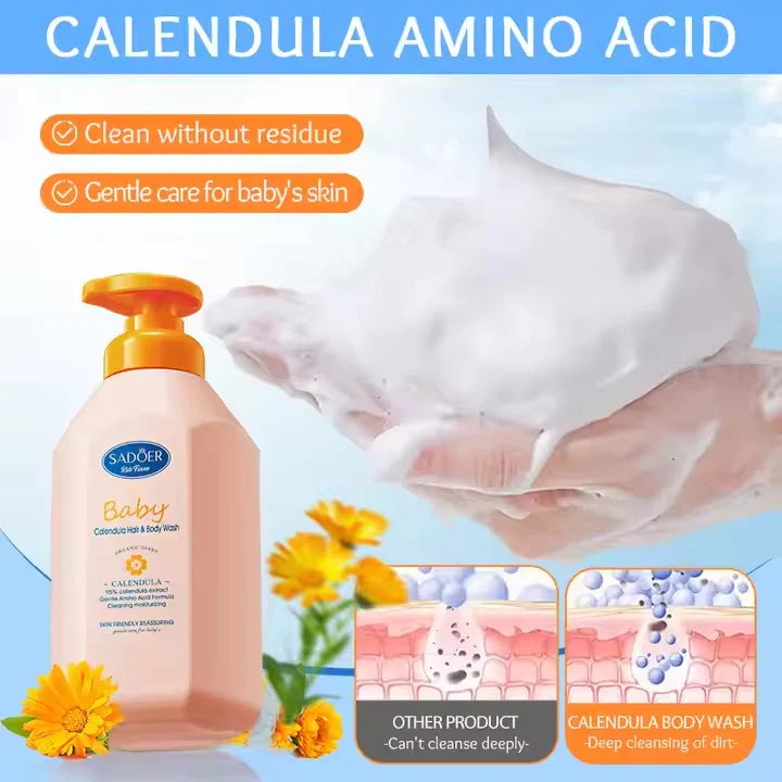 SADOER Children's Calendula Amino Acid Shampoo and Bath Gel -  600ml