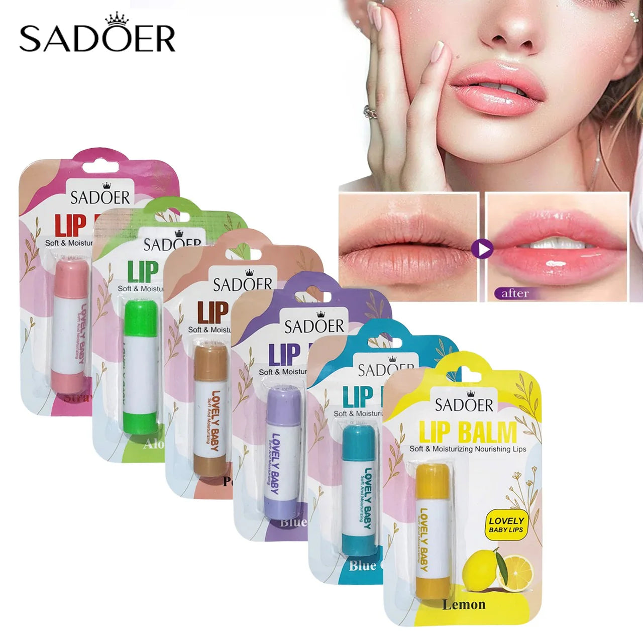 SADOER Lovely Lip Balm – Soft & Moisturizing Nourishing Lips