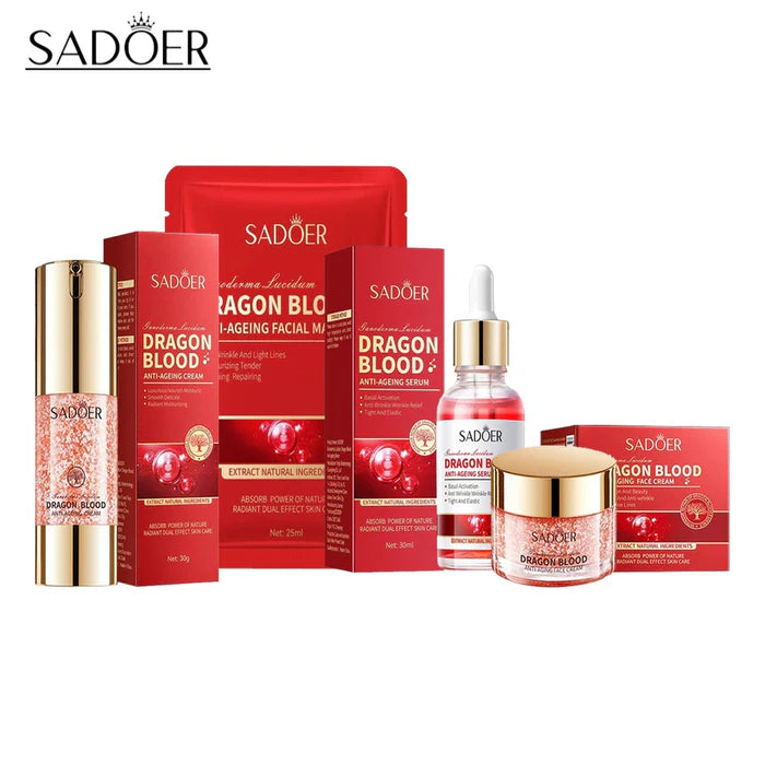 SADOER Pack of 04 Dragon Blood Complete Anti-Ageing Skincare Set