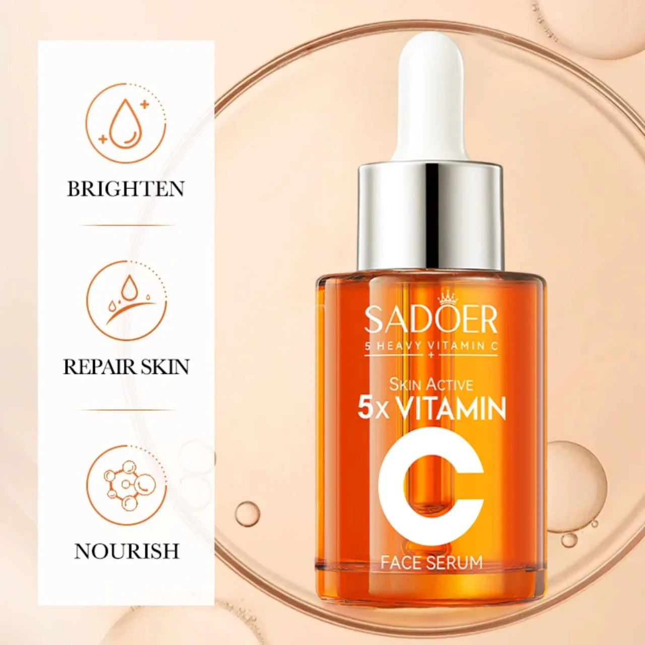 SADOER Vitamin C Whitening Multi Effect Repair Serum Moisturizing Serum - 30ml
