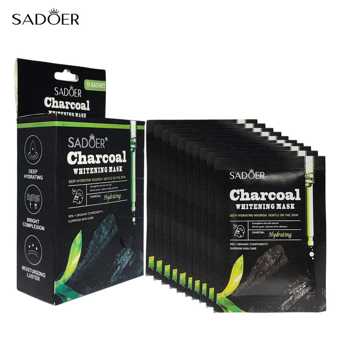 Sadoer Charcoal Whitening Face Mask – Pack of 10