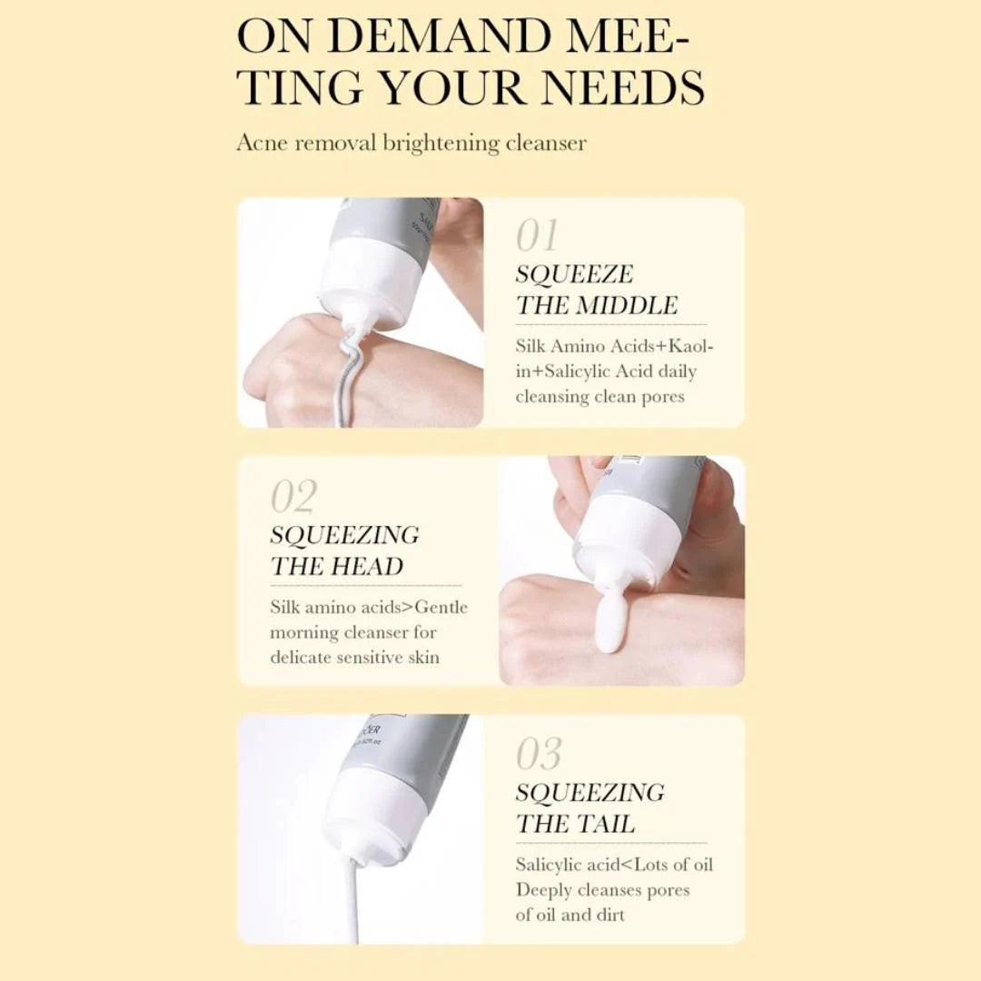 Sadoer Salicylic Acid Amino Acid Acne Removal Brightening Dual Action Facial Cleanser 50g