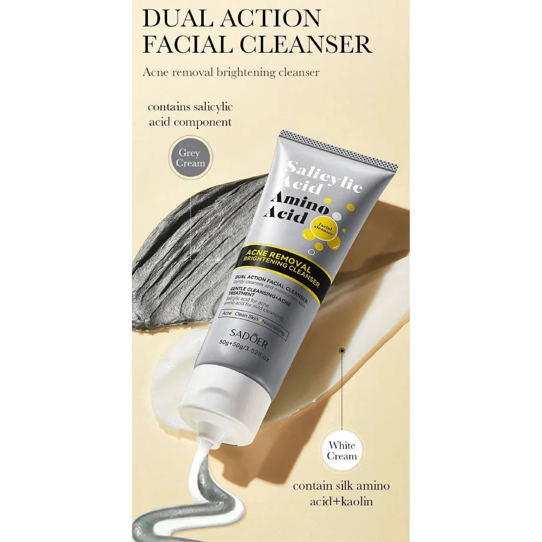 Sadoer Salicylic Acid Amino Acid Acne Removal Brightening Dual Action Facial Cleanser 50g