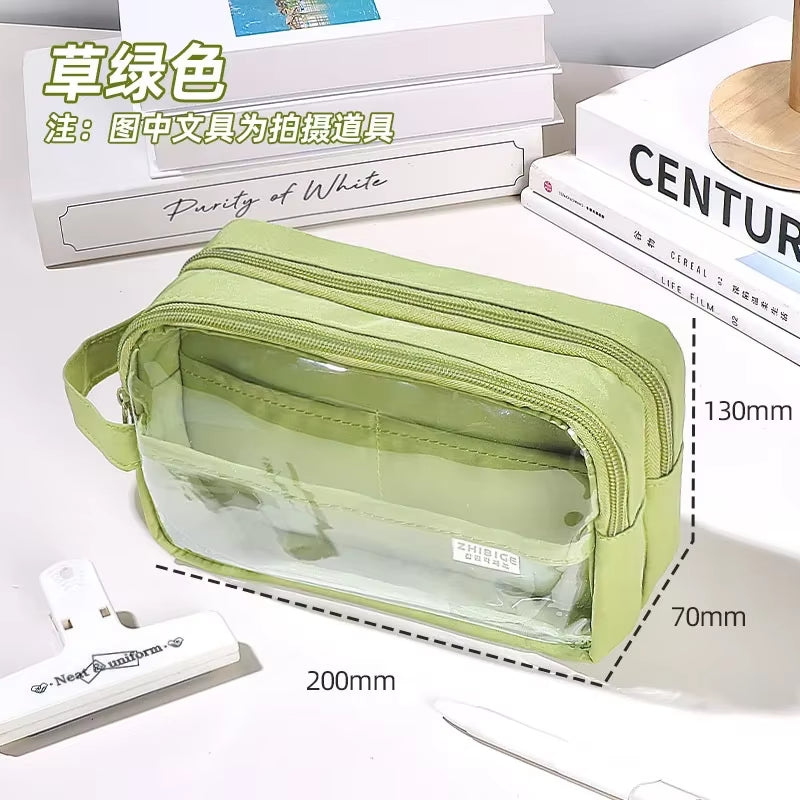 Simple Large-Capacity Transparent Pencil Case - Each
