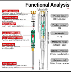 Intelligent Voltage Tester Pen AC/DC 24-250V Indicator - Each