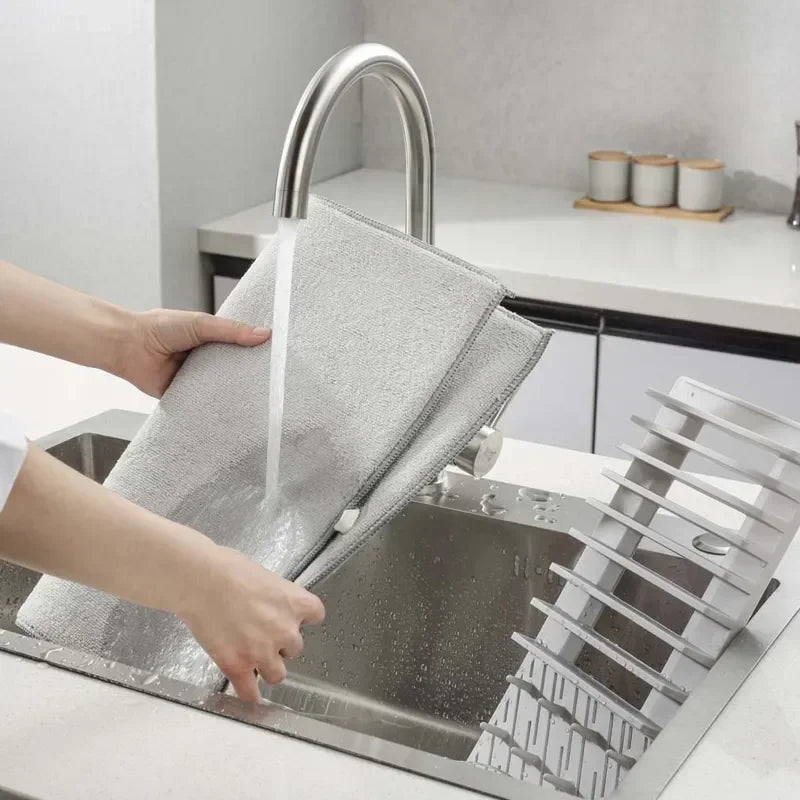 Dish Drying Mat with Drain Rack – Absorbent Kitchen Counter Mat