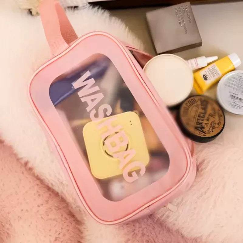 3 Piece Clear Travel Toiletry Bag Set – PVC Waterproof Makeup Pouch