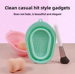 Silicone Foldable Makeup Brush Cleaning Pad Bowl