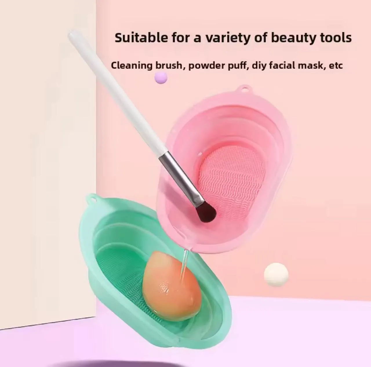 Silicone Foldable Makeup Brush Cleaning Pad Bowl
