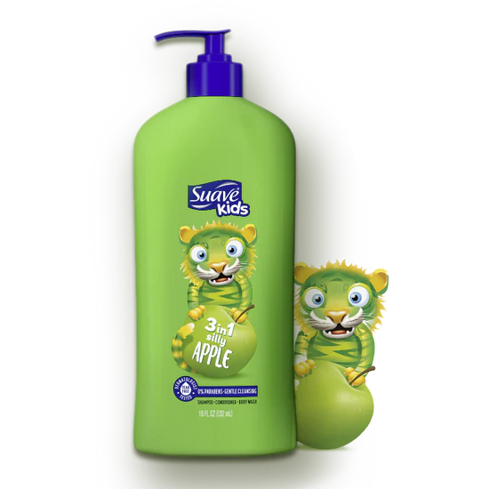 Suave - Silly Apple 3-in-1 Shampoo, Conditioner, Body Wash 532ml