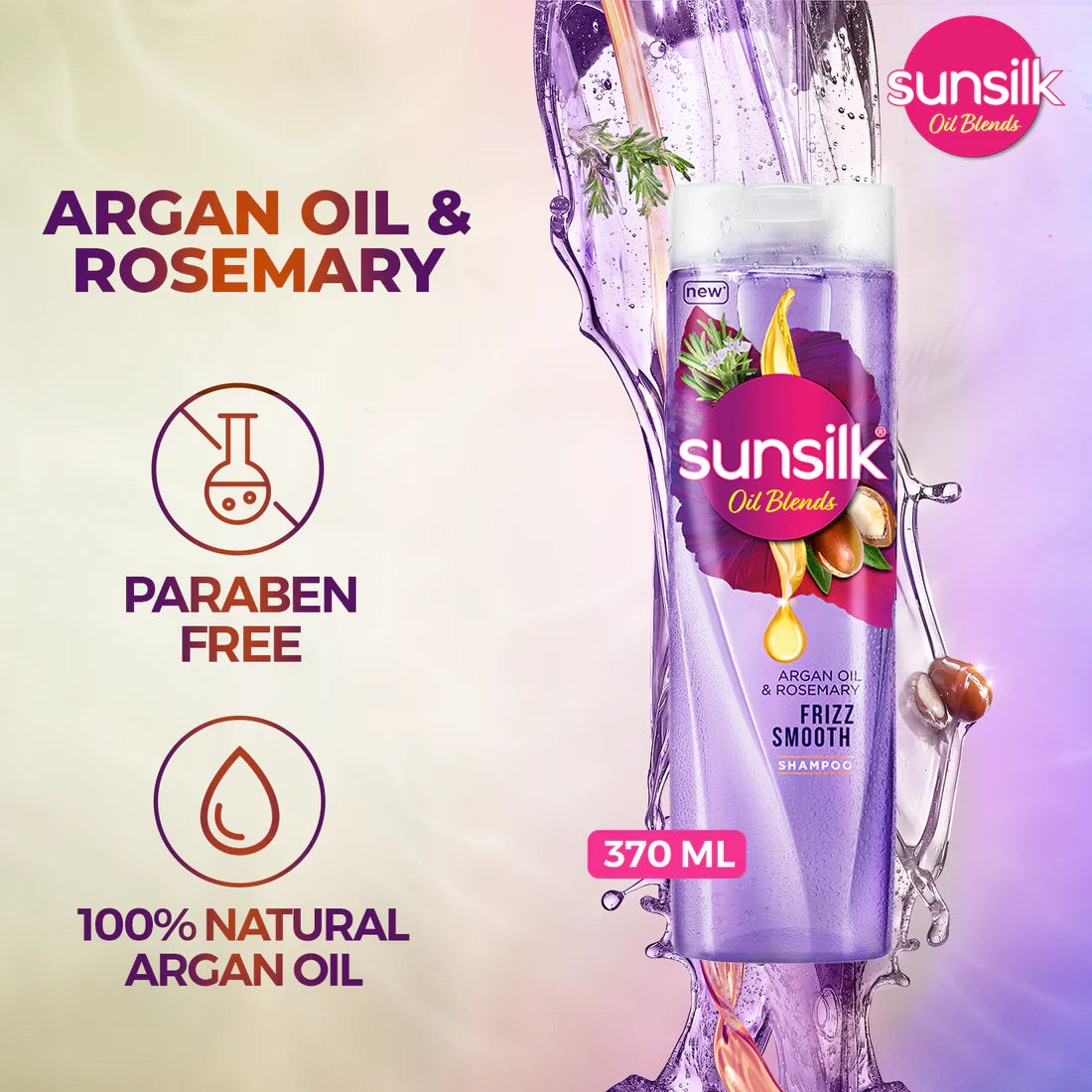Sunsilk - Oil Blends Rosemary & Argan Oil Shampoo - 380Ml