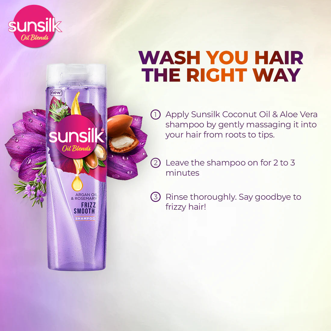 Sunsilk - Oil Blends Rosemary & Argan Oil Shampoo - 380Ml