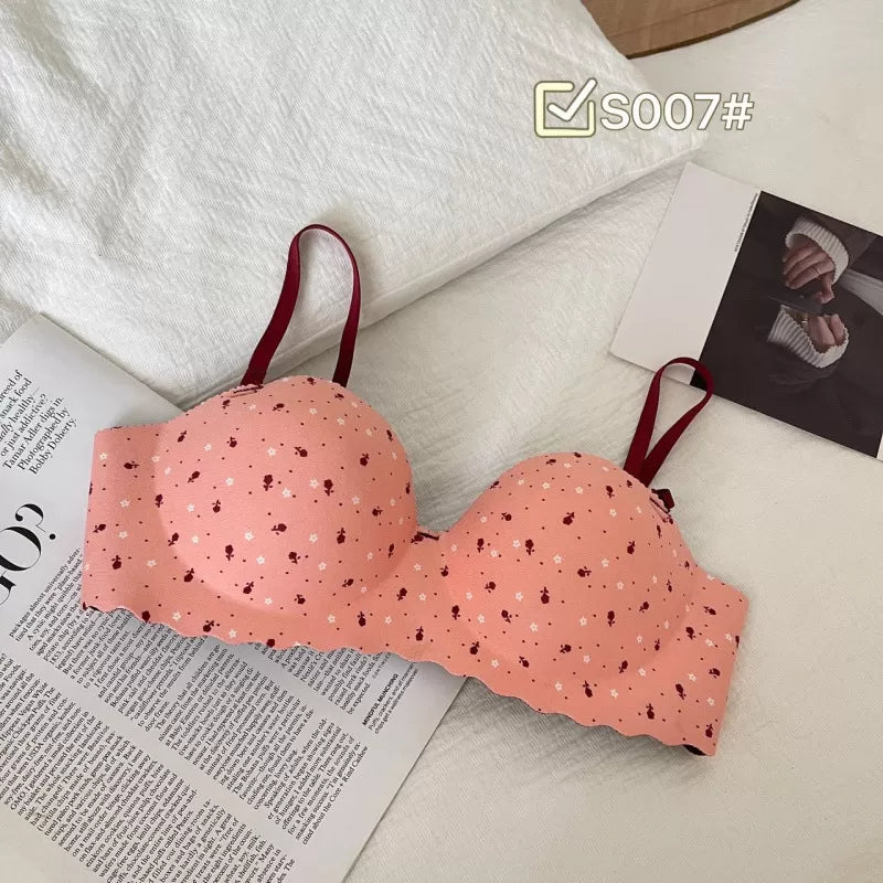 Sweet Printed Half Cup Seamless Push Up Bra